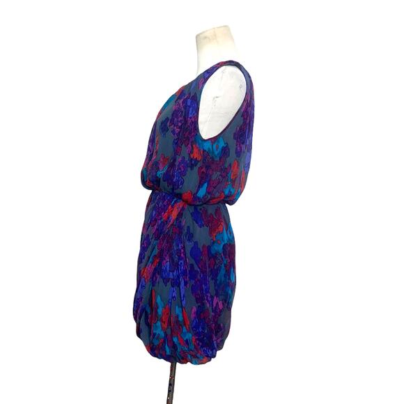 Tibi silk blue abstract print draped sleeveless dress size 2 - Picture 8 of 11